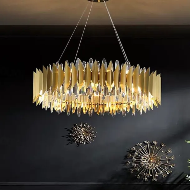60/80 cm Crystal Chandelier Pendant Light Gold Luxury Modern Island Design Stainless Steel Electroplated 110-120V 220-240V