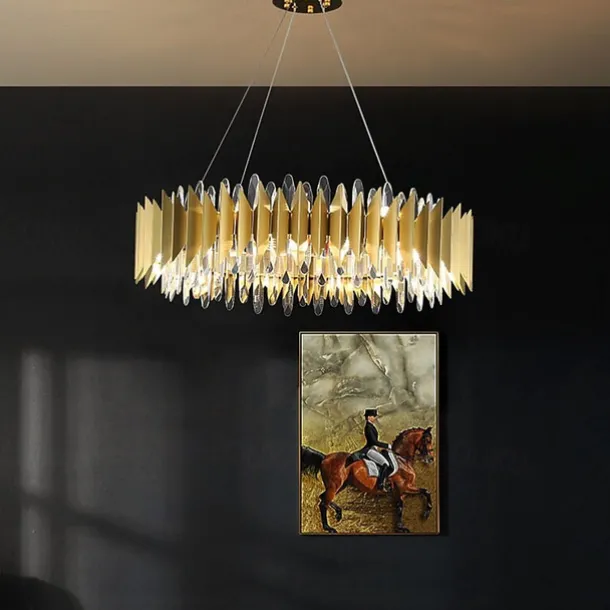 60/80 cm Crystal Chandelier Pendant Light Gold Luxury Modern Island Design Stainless Steel Electroplated 110-120V 220-240V