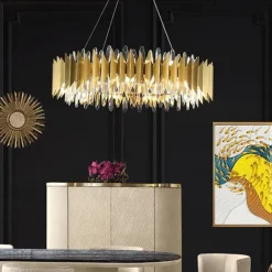 60/80 cm Crystal Chandelier Pendant Light Gold Luxury Modern Island Design Stainless Steel Electroplated 110-120V 220-240V