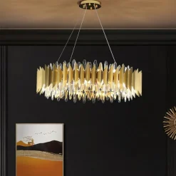 60/80 cm Crystal Chandelier Pendant Light Gold Luxury Modern Island Design Stainless Steel Electroplated 110-120V 220-240V