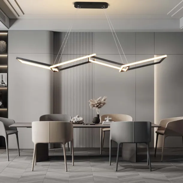 150 cm Dimmable Geometric Shapes Pendant Light Metal Acrylic Artistic Style Modern Style Geometrical Black Contemporary Modern 110-240 V