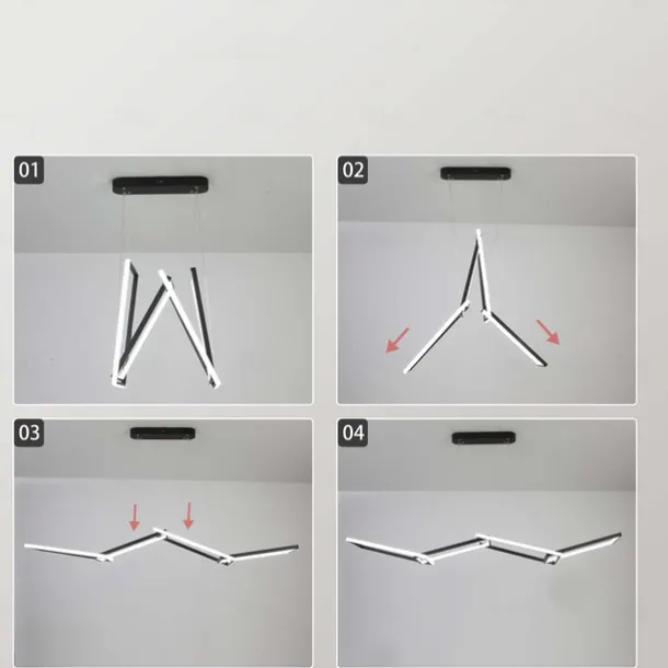 150 cm Dimmable Geometric Shapes Pendant Light Metal Acrylic Artistic Style Modern Style Geometrical Black Contemporary Modern 110-240 V