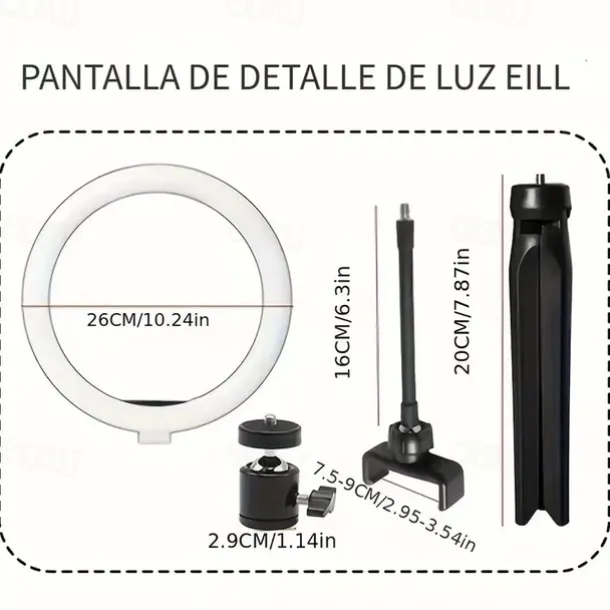 10" 26cm Fill Light with Tripod Live Broadcast Ring Light 10 Bightness Level for Selfie Photography and Beauty