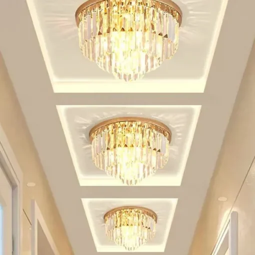 40 cm Flush Mount Ceiling Light Chandelier Luxury Gold Crystal Metal Modern 110-120V 220-240V