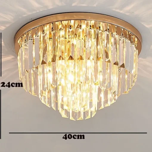 40 cm Flush Mount Ceiling Light Chandelier Luxury Gold Crystal Metal Modern 110-120V 220-240V