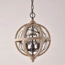 30 cm Globe Design Chandelier LED Pendant Light Wood Industrial Painted Finishes Vintage Country 220-240V