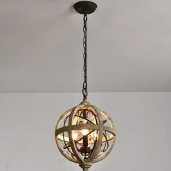 30 cm Globe Design Chandelier LED Pendant Light Wood Industrial Painted Finishes Vintage Country 220-240V
