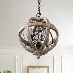 30 cm Globe Design Chandelier LED Pendant Light Wood Industrial Painted Finishes Vintage Country 220-240V