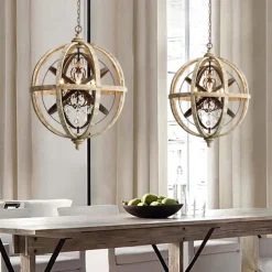 30 cm Globe Design Chandelier LED Pendant Light Wood Industrial Painted Finishes Vintage Country 220-240V