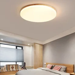 26/38/48 cm LED Ceiling Light Nordic Wood Round Design Flush Mount Lights Nature Inspired 110-120V 220-240V