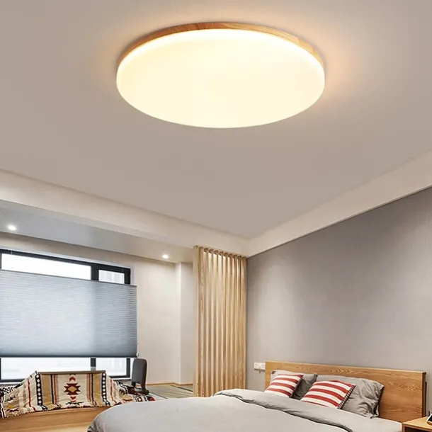 26/38/48 cm LED Ceiling Light Nordic Wood Round Design Flush Mount Lights Nature Inspired 110-120V 220-240V
