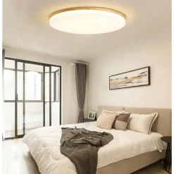 26/38/48 cm LED Ceiling Light Nordic Wood Round Design Flush Mount Lights Nature Inspired 110-120V 220-240V