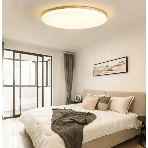 26/38/48 cm LED Ceiling Light Nordic Wood Round Design Flush Mount Lights Nature Inspired 110-120V 220-240V