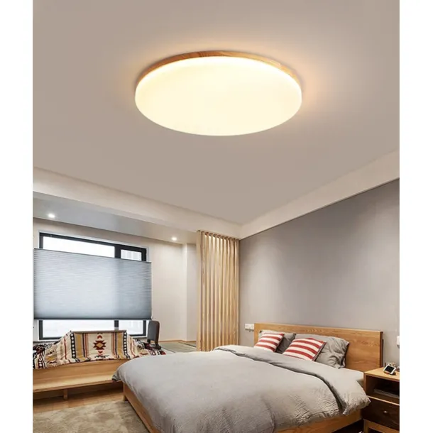 26/38/48 cm LED Ceiling Light Nordic Wood Round Design Flush Mount Lights Nature Inspired 110-120V 220-240V