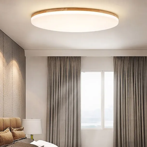 26/38/48 cm LED Ceiling Light Nordic Wood Round Design Flush Mount Lights Nature Inspired 110-120V 220-240V