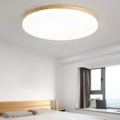 26/38/48 cm LED Ceiling Light Nordic Wood Round Design Flush Mount Lights Nature Inspired 110-120V 220-240V