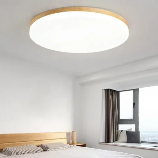 26/38/48 cm LED Ceiling Light Nordic Wood Round Design Flush Mount Lights Nature Inspired 110-120V 220-240V