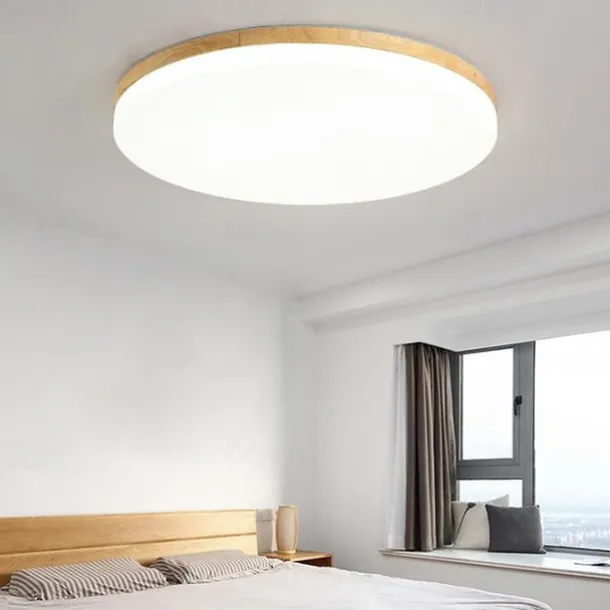26/38/48 cm LED Ceiling Light Nordic Wood Round Design Flush Mount Lights Nature Inspired 110-120V 220-240V