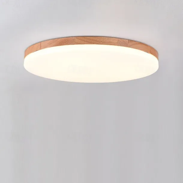 26/38/48 cm LED Ceiling Light Nordic Wood Round Design Flush Mount Lights Nature Inspired 110-120V 220-240V