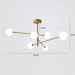 105 cm LED Ceiling Light Nordic Style Cluster Design Modern Geometric Shapes Single Design Pendant Light Metal Sputnik Gold Black Electroplated 110-120V 220-240V