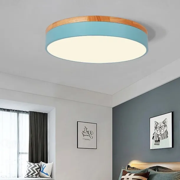 40/50/60 cm LED Ceiling Light Nordic Style Basic Flush Mount Lights Metal Sector Painted Finishes Wood Modern White Black Yellow Green Blue Pink Gray 110-120V 220-240V