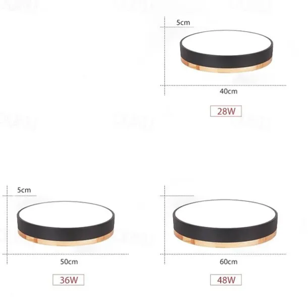 40/50/60 cm LED Ceiling Light Nordic Style Basic Flush Mount Lights Metal Sector Painted Finishes Wood Modern White Black Yellow Green Blue Pink Gray 110-120V 220-240V