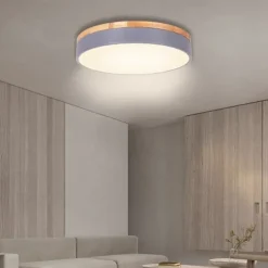 40/50/60 cm LED Ceiling Light Nordic Style Basic Flush Mount Lights Metal Sector Painted Finishes Wood Modern White Black Yellow Green Blue Pink Gray 110-120V 220-240V
