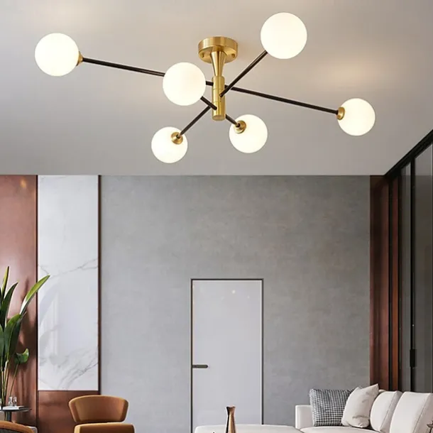 105 cm LED Ceiling Light Nordic Style Chandelier Globe Lampshade Instant Cabin Streetwear Modern 6-Light Living Room Bedroom Office110-240 V