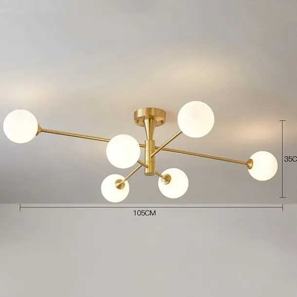 105 cm LED Ceiling Light Nordic Style Chandelier Globe Lampshade Instant Cabin Streetwear Modern 6-Light Living Room Bedroom Office110-240 V