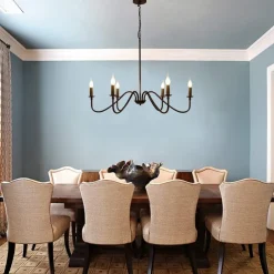 88 cm LED Pendant Light 6 Light Candle Style Industrial Iron for Dining Room, Living Room, Kitchen Black Modern Traditional / Classic 220-240V