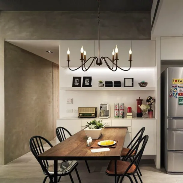 88 cm LED Pendant Light 6 Light Candle Style Industrial Iron for Dining Room, Living Room, Kitchen Black Modern Traditional / Classic 220-240V