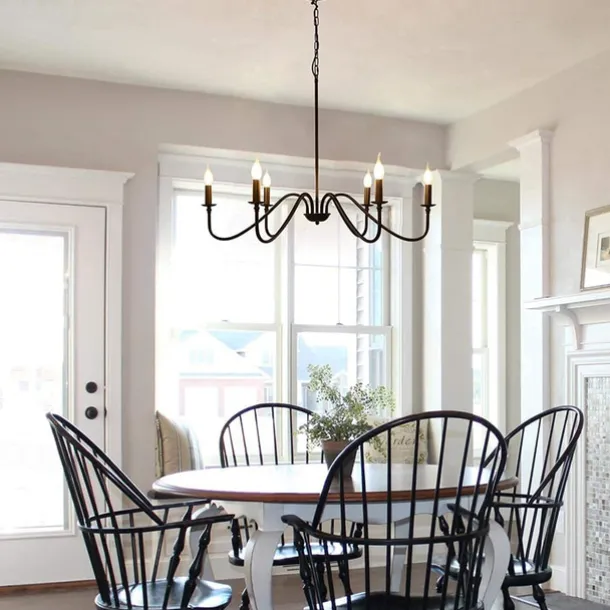 88 cm LED Pendant Light 6 Light Candle Style Industrial Iron for Dining Room, Living Room, Kitchen Black Modern Traditional / Classic 220-240V