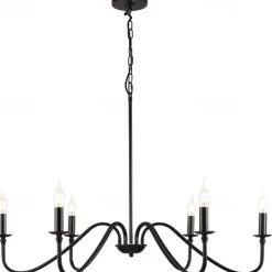 88 cm LED Pendant Light 6 Light Candle Style Industrial Iron for Dining Room, Living Room, Kitchen Black Modern Traditional / Classic 220-240V