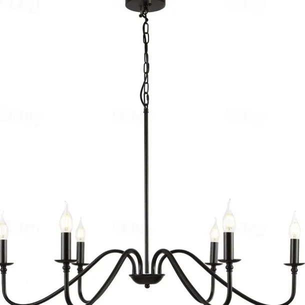 88 cm LED Pendant Light 6 Light Candle Style Industrial Iron for Dining Room, Living Room, Kitchen Black Modern Traditional / Classic 220-240V