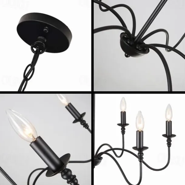 88 cm LED Pendant Light 6 Light Candle Style Industrial Iron for Dining Room, Living Room, Kitchen Black Modern Traditional / Classic 220-240V