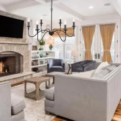 88 cm LED Pendant Light 6 Light Candle Style Industrial Iron for Dining Room, Living Room, Kitchen Black Modern Traditional / Classic 220-240V