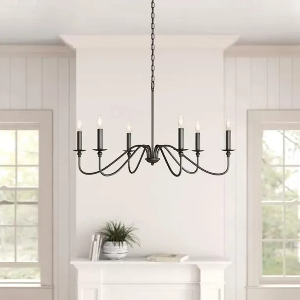 88 cm LED Pendant Light 6 Light Candle Style Industrial Iron for Dining Room, Living Room, Kitchen Black Modern Traditional / Classic 220-240V