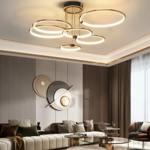 65 cm LED Pendant Light Circle Design Ceiling Light Lantern Desgin Flush Mount Lights Metal Electroplated Modern 220-240V
