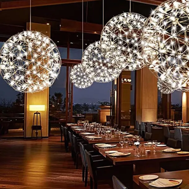 30 cm LED Pendant Light Led Fireworks And Spark Ball Ceiling Suspension Fixture Metal Globe Painted Finishes 110-120V 220-240V