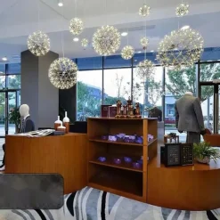 30 cm LED Pendant Light Led Fireworks And Spark Ball Ceiling Suspension Fixture Metal Globe Painted Finishes 110-120V 220-240V