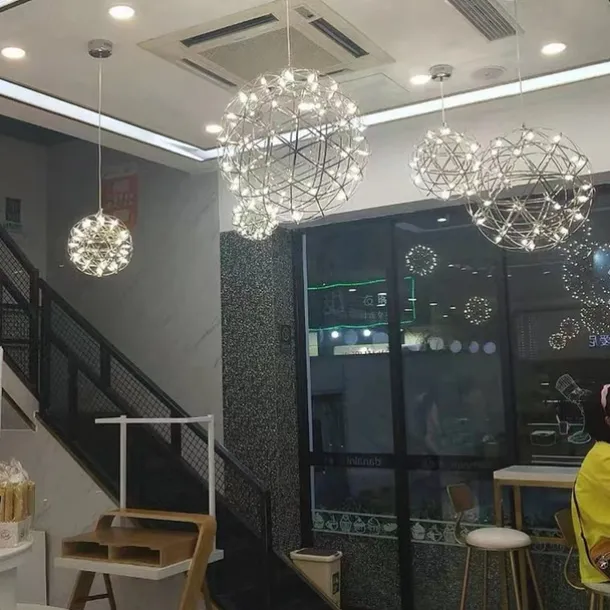 30 cm LED Pendant Light Led Fireworks And Spark Ball Ceiling Suspension Fixture Metal Globe Painted Finishes 110-120V 220-240V