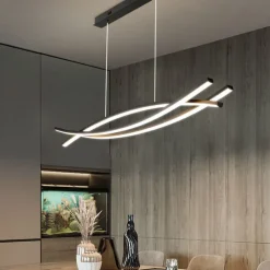 100 cm LED Pendant Light Line Design Metal Artistic Style Modern Chandelier Modern Simple Nordic Minimalist Light Luxury Restaurant Long Bar Table Dining Room 110-120V 220-240V