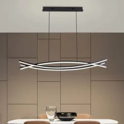 100 cm LED Pendant Light Line Design Metal Artistic Style Modern Chandelier Modern Simple Nordic Minimalist Light Luxury Restaurant Long Bar Table Dining Room 110-120V 220-240V
