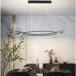 100 cm LED Pendant Light Line Design Metal Artistic Style Modern Chandelier Modern Simple Nordic Minimalist Light Luxury Restaurant Long Bar Table Dining Room 110-120V 220-240V