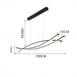 100 cm LED Pendant Light Line Design Metal Artistic Style Modern Chandelier Modern Simple Nordic Minimalist Light Luxury Restaurant Long Bar Table Dining Room 110-120V 220-240V