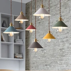 22 cm LED Pendant Light Modern Nordic Single Design White Yellow Green Gray Blue Pink Metal Painted Finishes 110-120V 220-240V