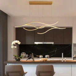 100/120 cm LED Pendant Light Wave Design Line Design Black Gold Metal Artistic Style Modern Style Office, Shops Stylish Painted Finishes Artistic LED 110-120V 220-240V