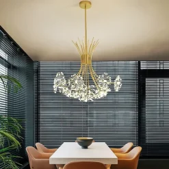 77 cm Modern Firework Chandeliers 19 Lights Crystal Dandelion Chandelier Pendant Lights Fixtures Sputnik Globe Design Artistic Nordic Style Living Room Bedroom Restaurant Flower Design