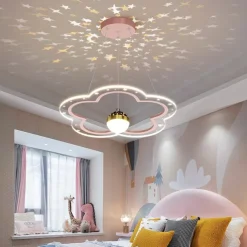 40 cm Pendant Light LED Projector Light Romantic Flower Design Lamp Modern Children Room Lamp