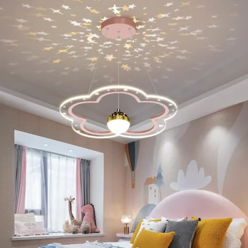 40 cm Pendant Light LED Projector Light Romantic Flower Design Lamp Modern Children Room Lamp